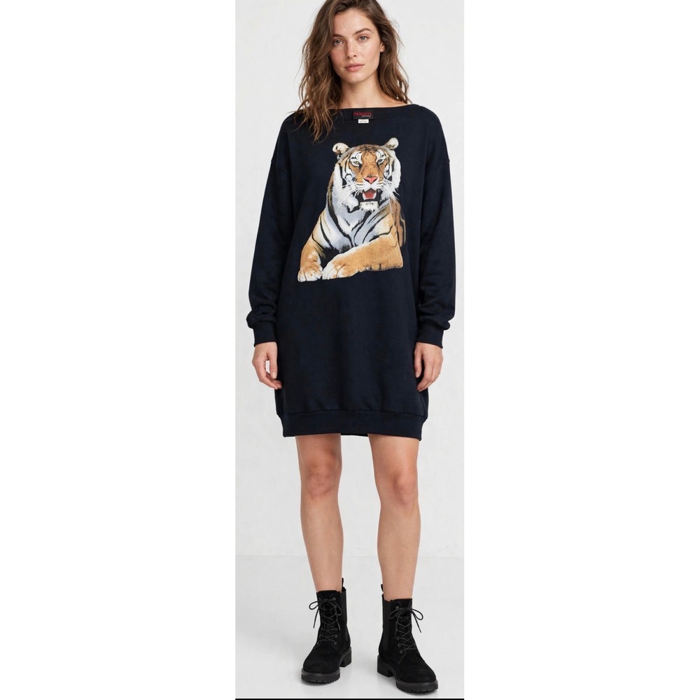 Vintage Sunbelt Sportswear Tiger Graphic Sweatshirt Dress Black One Size USA